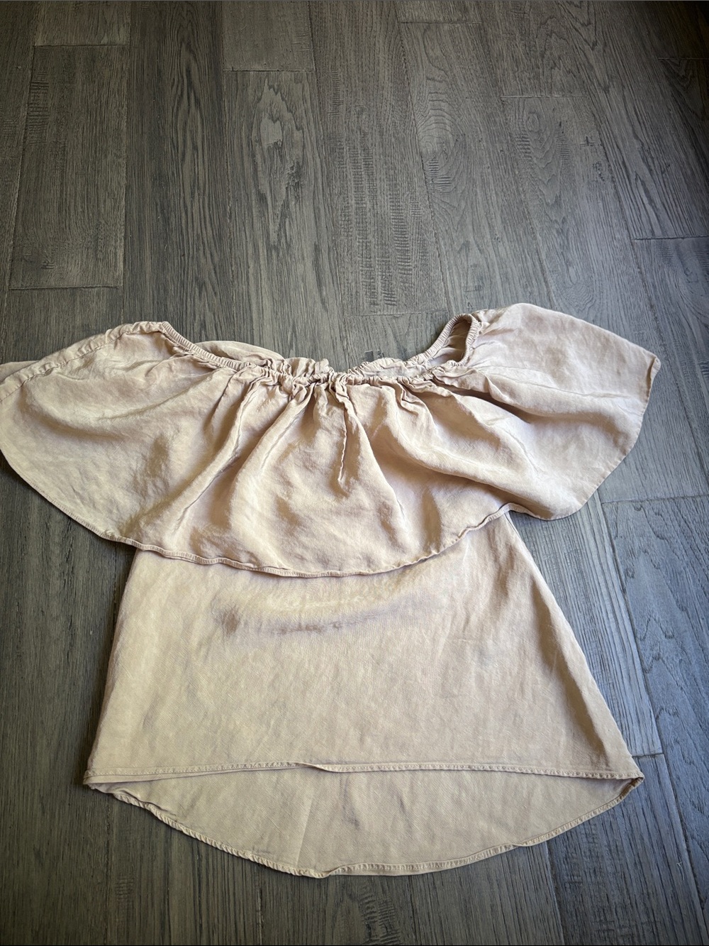 Zara | Off-Shoulder Ruffle Top Flowy Cream/Tan Size Small